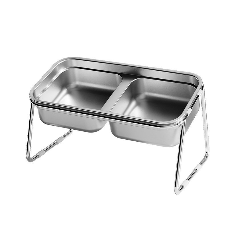 Stainless steel double feeding bowl nonslip