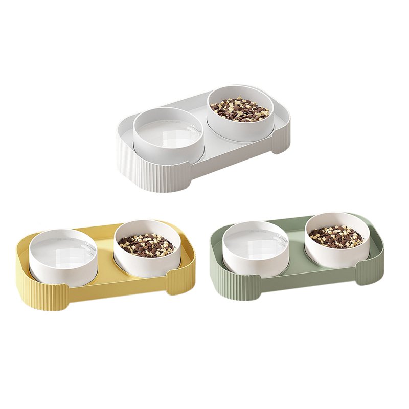Ceramic pp double feeder bowl nonslip