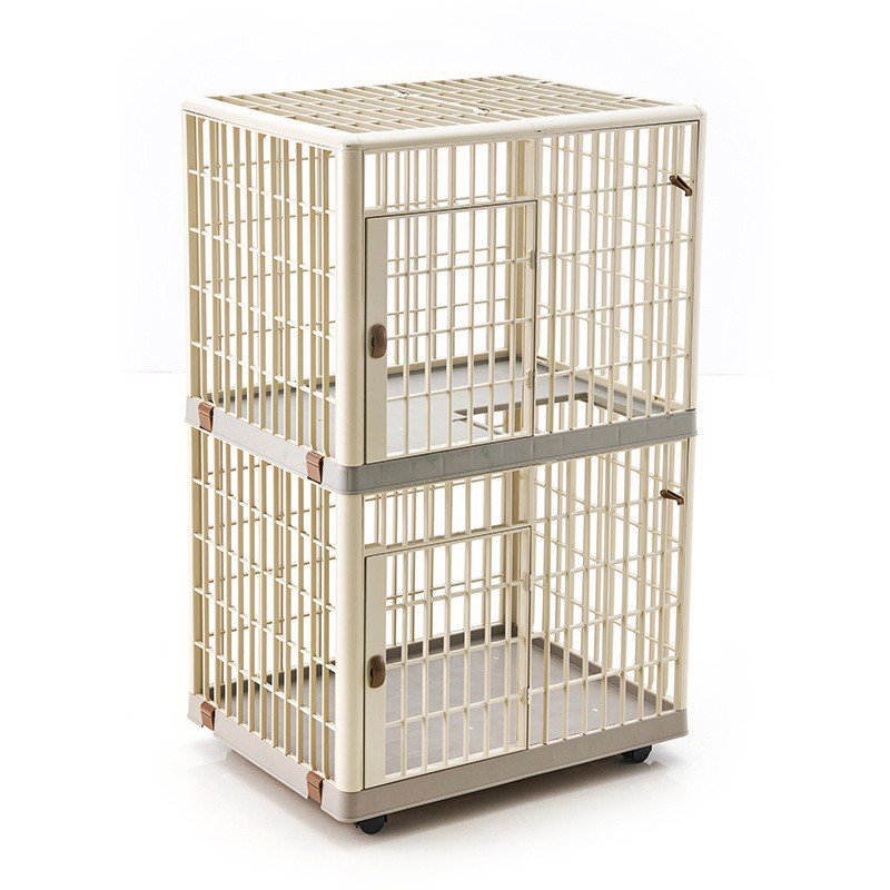 Double layer resin pet cage with wheels