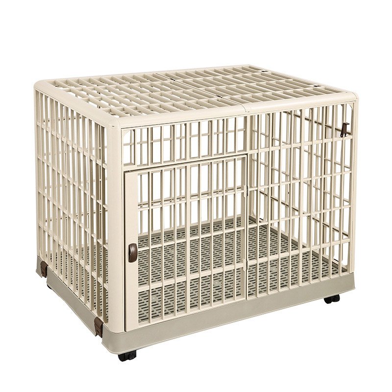 Portable resin plastic pet cage with wheels
