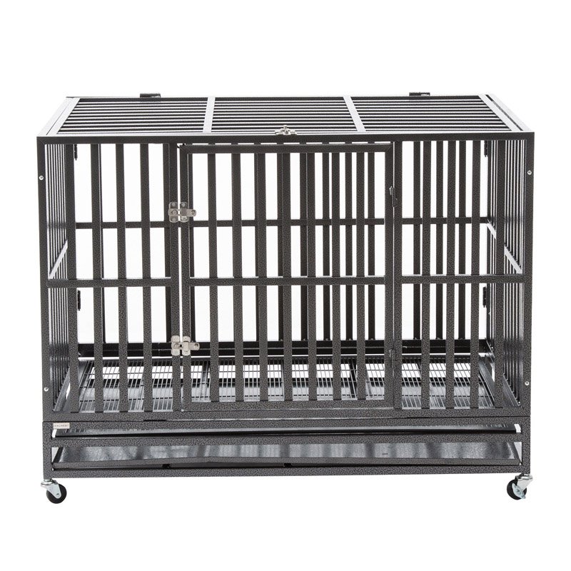Reinforced foldable metal dog cage square tube