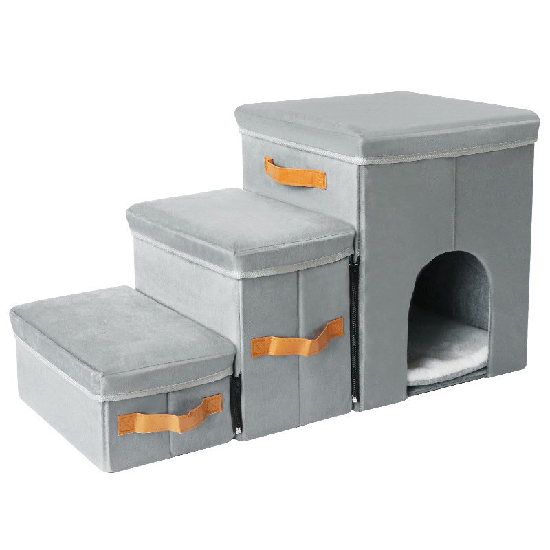 Portable foldable pet ladder storage design