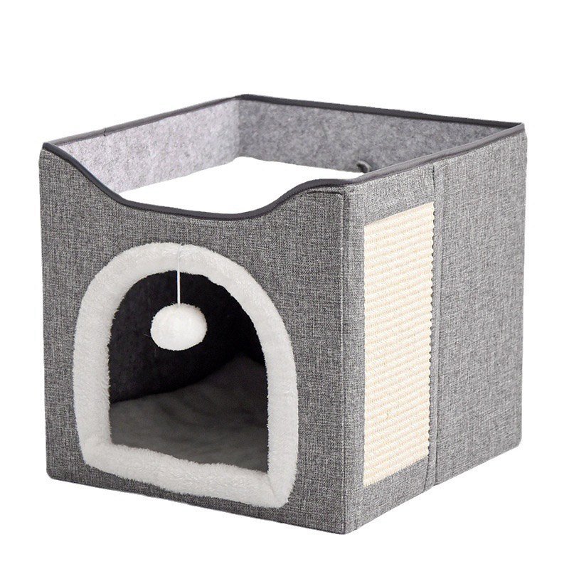 Foldable winter warm cat bed removable cover