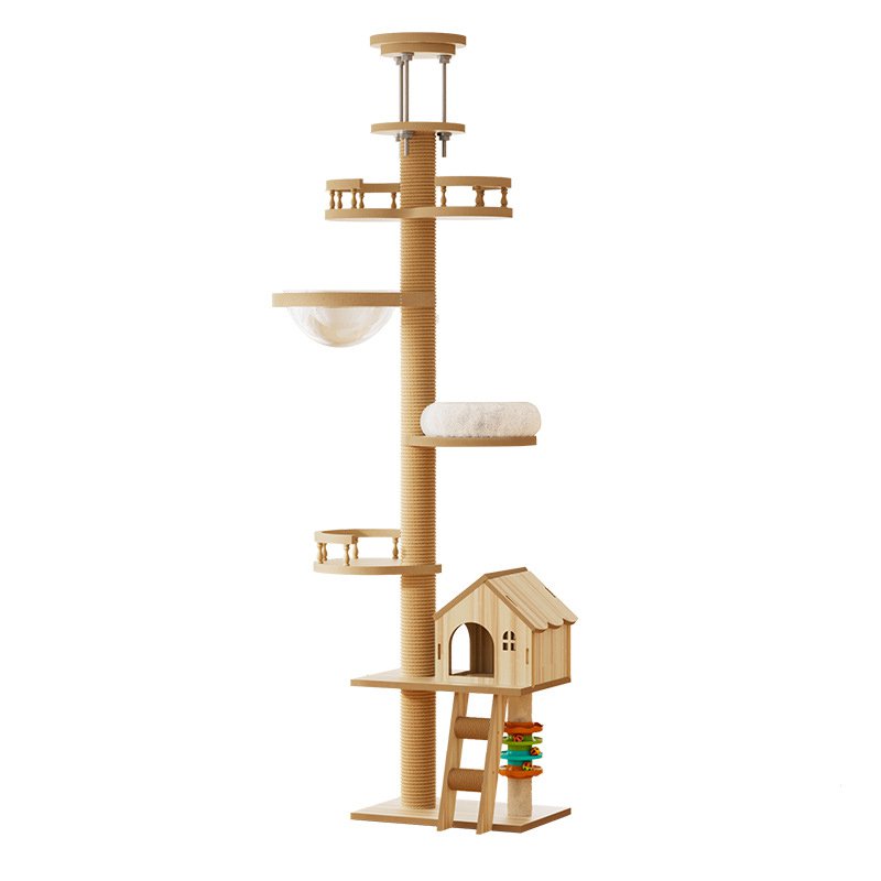 Tall cat tree with scratching post and board