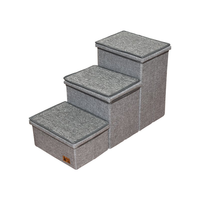 Foldable pet stairs multi steps storage design