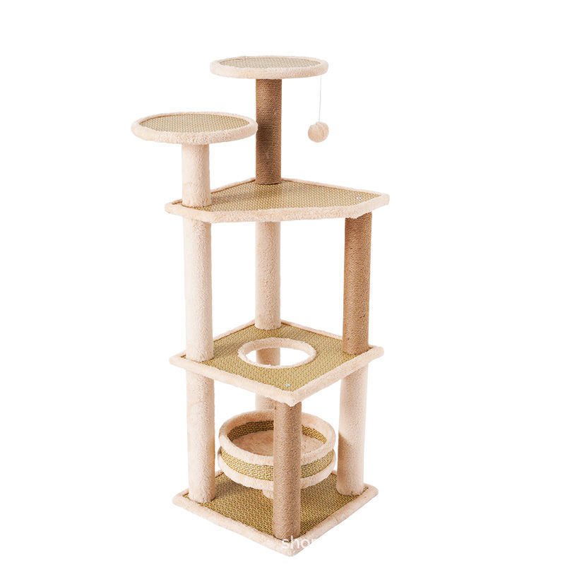 Integrated cat tree condo scratching post platform