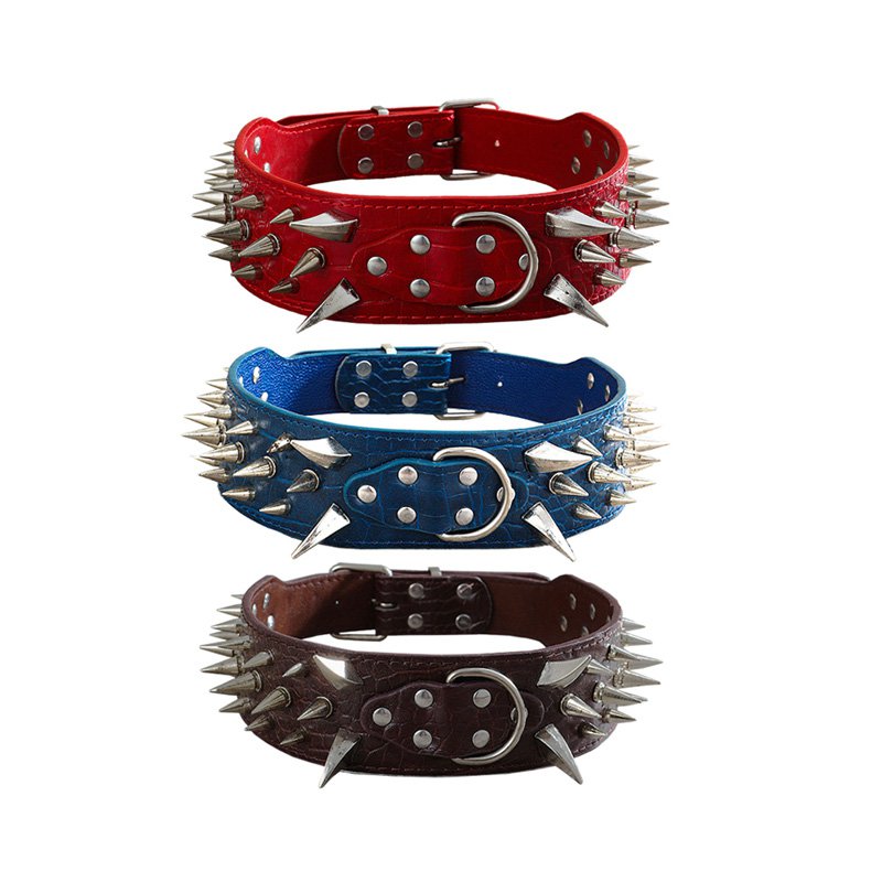Spiked pu dog collar heavy duty