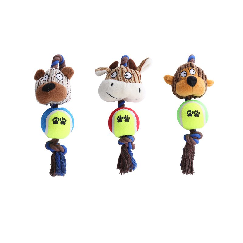 Corduroy Plush Tennis Rope Pet Toy