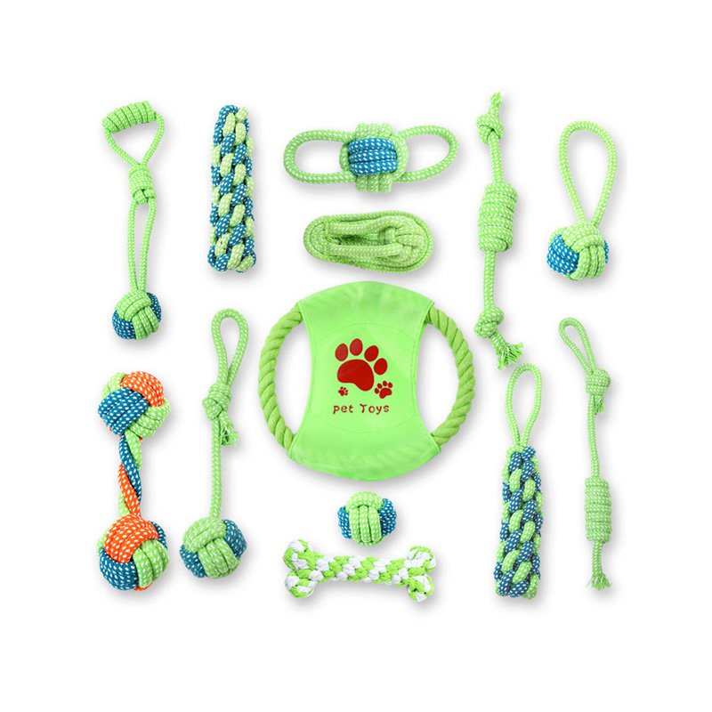 Durable cotton rope dog toy set dental care