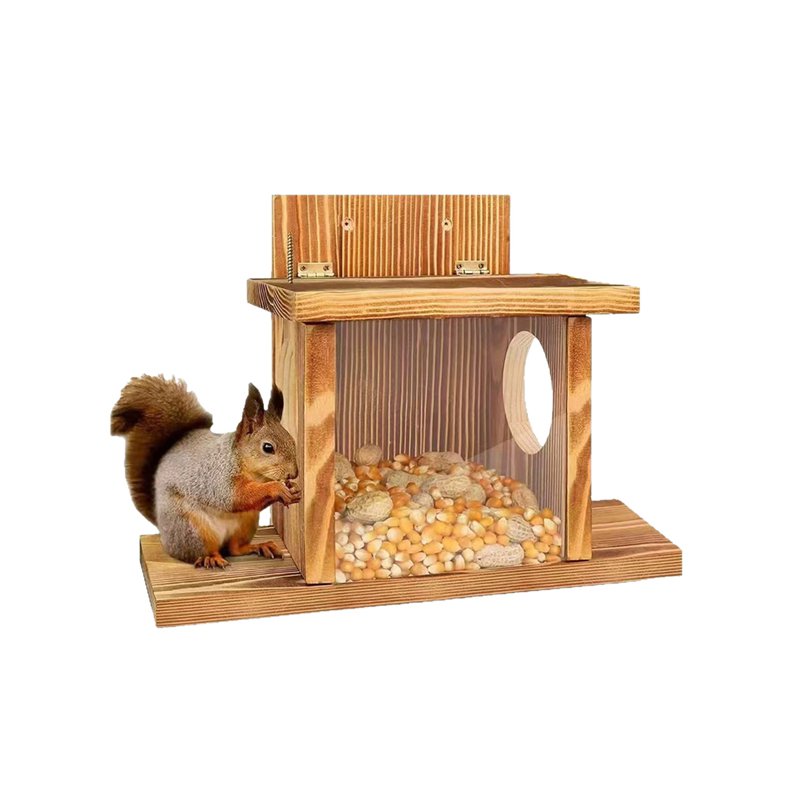 Wooden Outdoor Hanging Squirrel Feeder