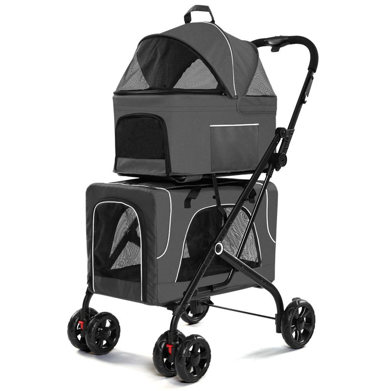 Lightweight detachable double layer pet stroller